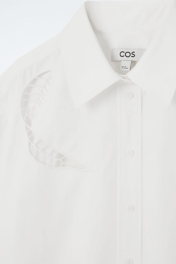 COS Midi-skjortklänning Med Broderie Anglaise Vit