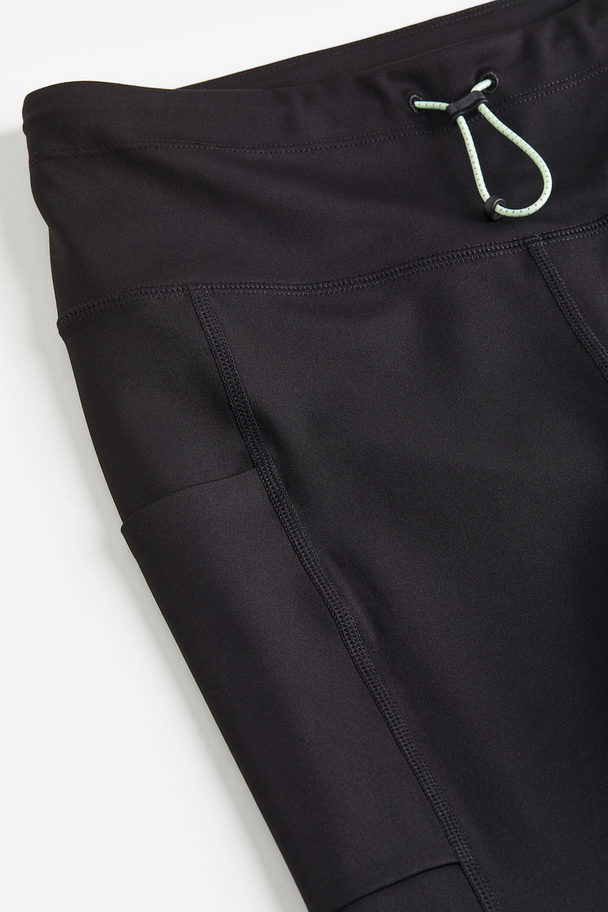 H&M Drymove™ Pocket-detail Capri Sports Tights Black