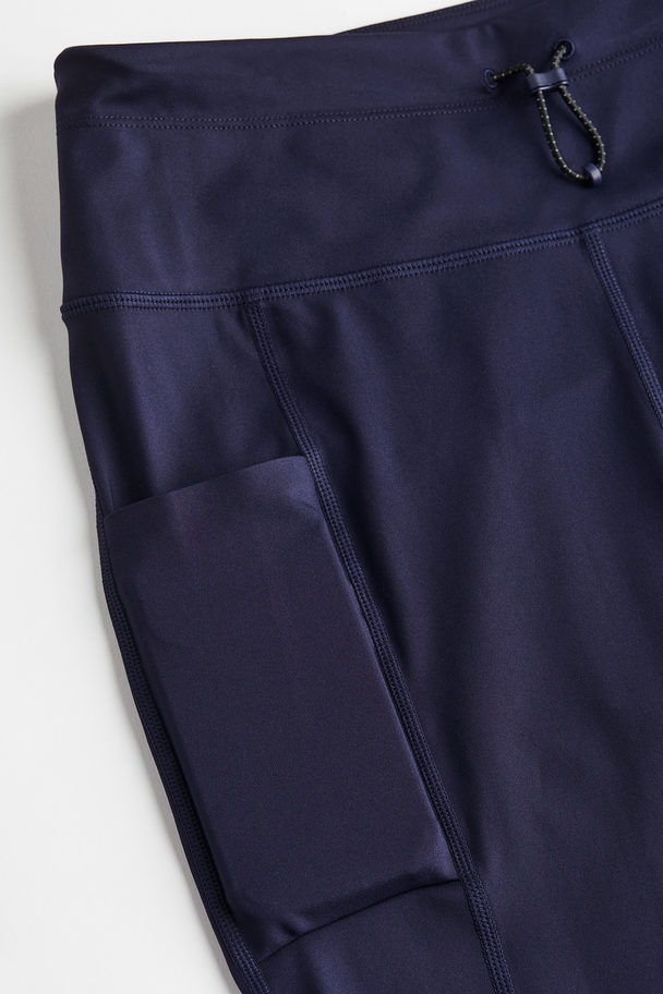 H&M Drymove™ Pocket-detail Capri Sports Tights Navy Blue