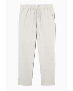 Relaxed-fit Drawstring Twill Trousers Light Beige