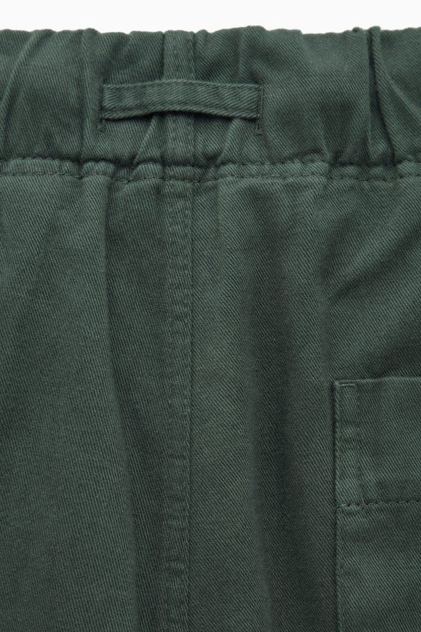 COS Relaxed-fit Drawstring Twill Trousers Dark Green