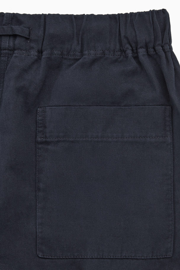 COS Relaxed-fit Drawstring Twill Trousers  Navy