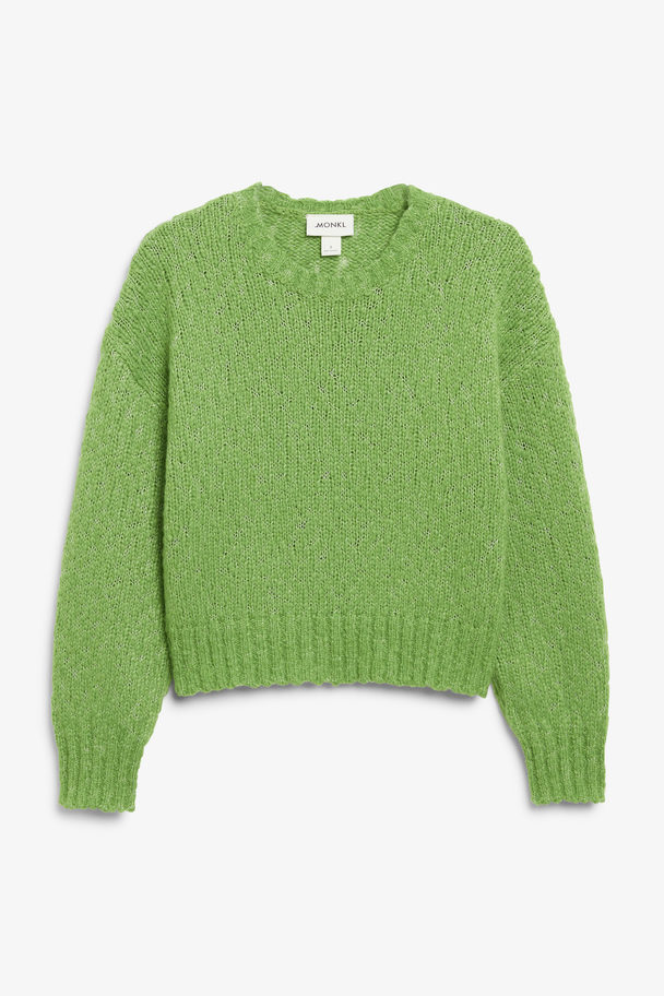 Monki Structured Knit Sweater Green
