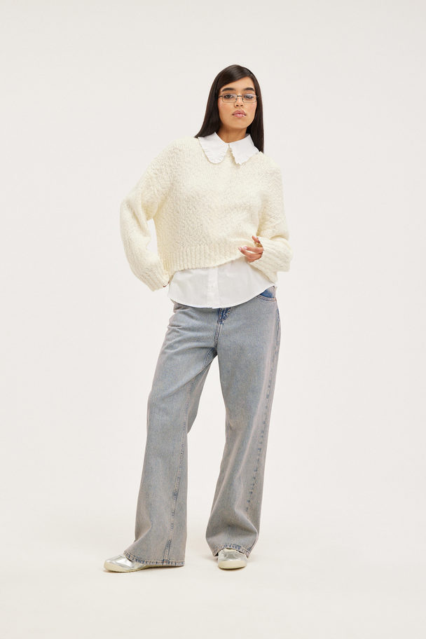 Monki Structured Knit Sweater Off-white