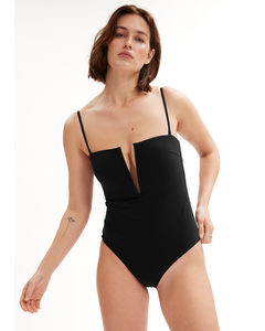 V-cut Swimsuit Black