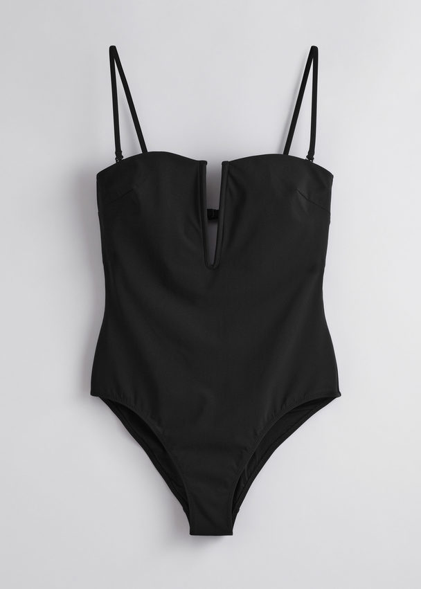 & Other Stories V-cut Swimsuit Black