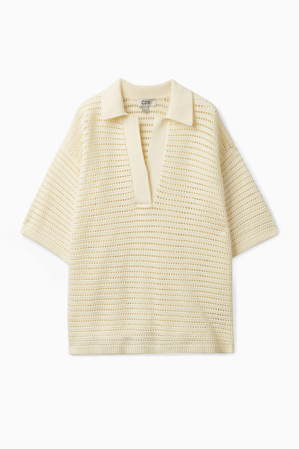 COS Oversized Open-knit Cotton Top Cream