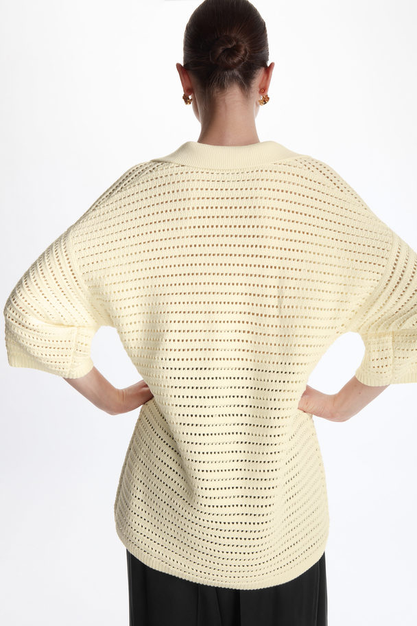 COS Oversized Open-knit Cotton Top Cream