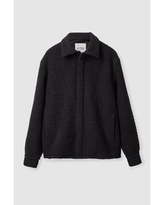 Wool Textured Overshirt Black