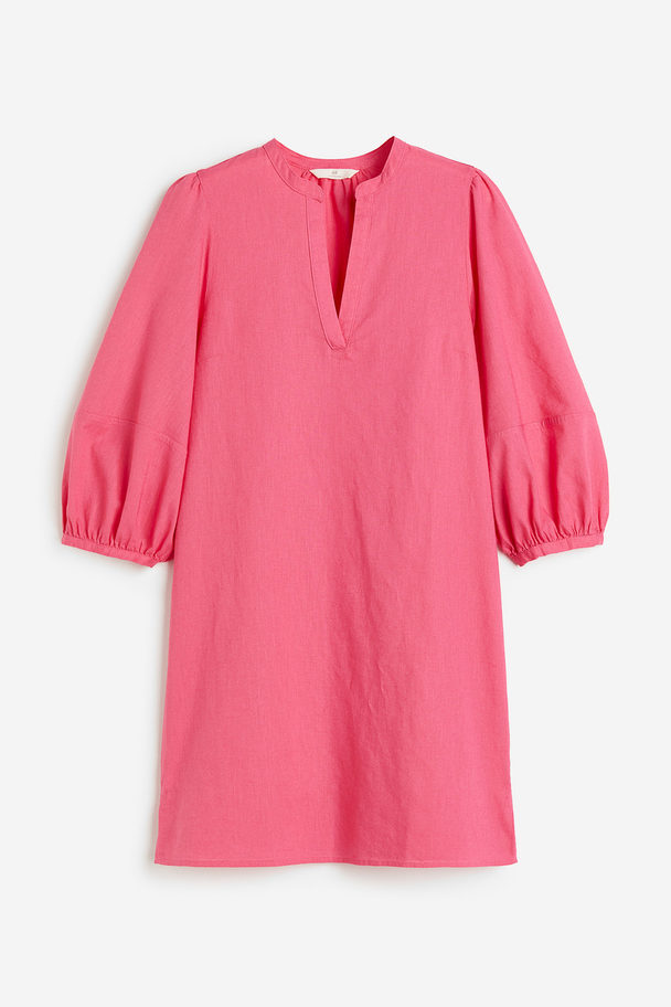 H&M Linen-blend Tunic Dress Pink