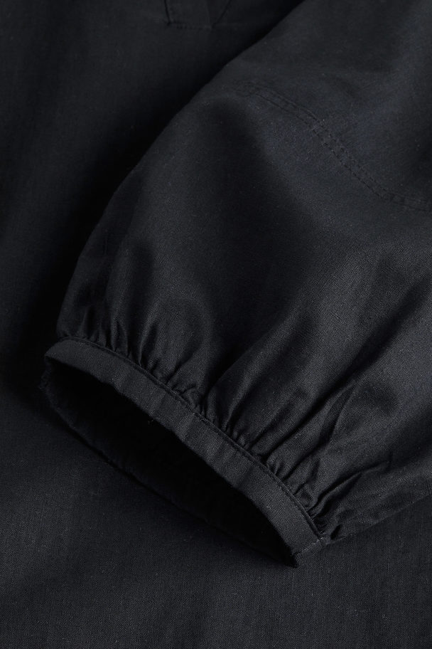 H&M Tunikakleid aus Leinenmischung Schwarz