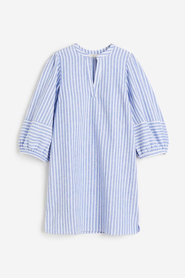 H&M Tunikakleid aus Leinenmischung Blau/Weiß gestreift