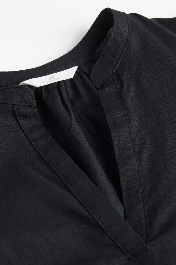 H&M Tunikakleid aus Leinenmischung Schwarz