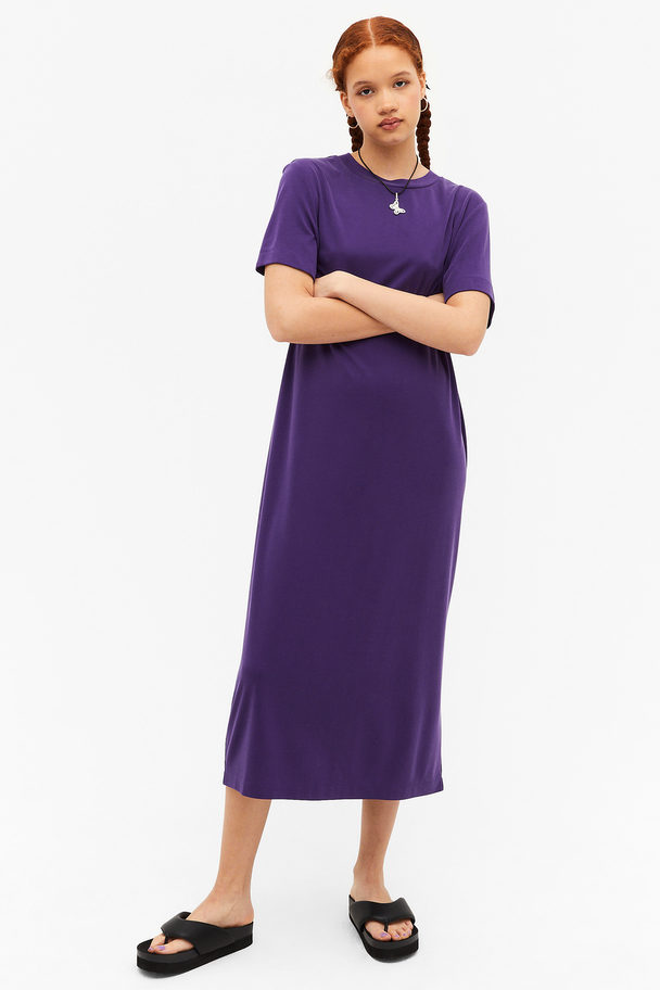 Monki Superweiches T-Shirt-Kleid Aubergine