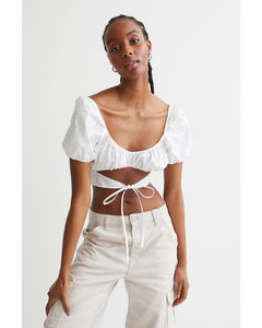 Cropped Blouse Met Cutout Wit
