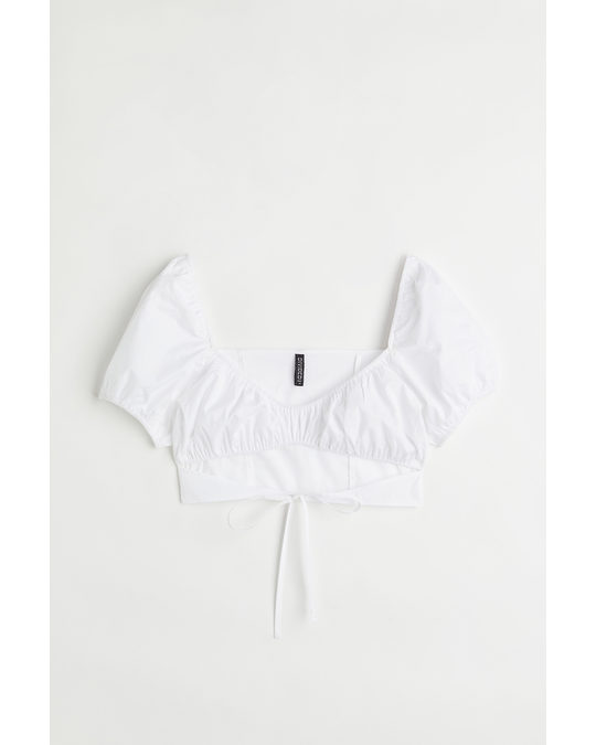 H&M Cropped Cut-out Blouse White