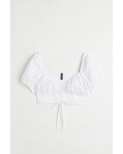 Cropped Cut Out-bluse Hvid