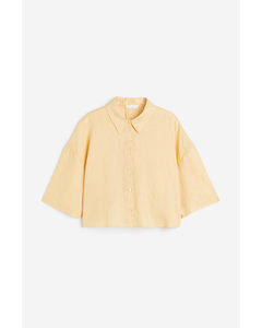 Oversized Linen Shirt Light Yellow