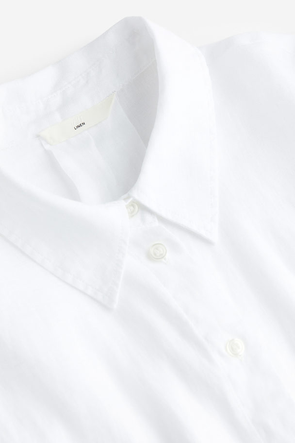 H&M Oversized Skjorte I Hør Hvid