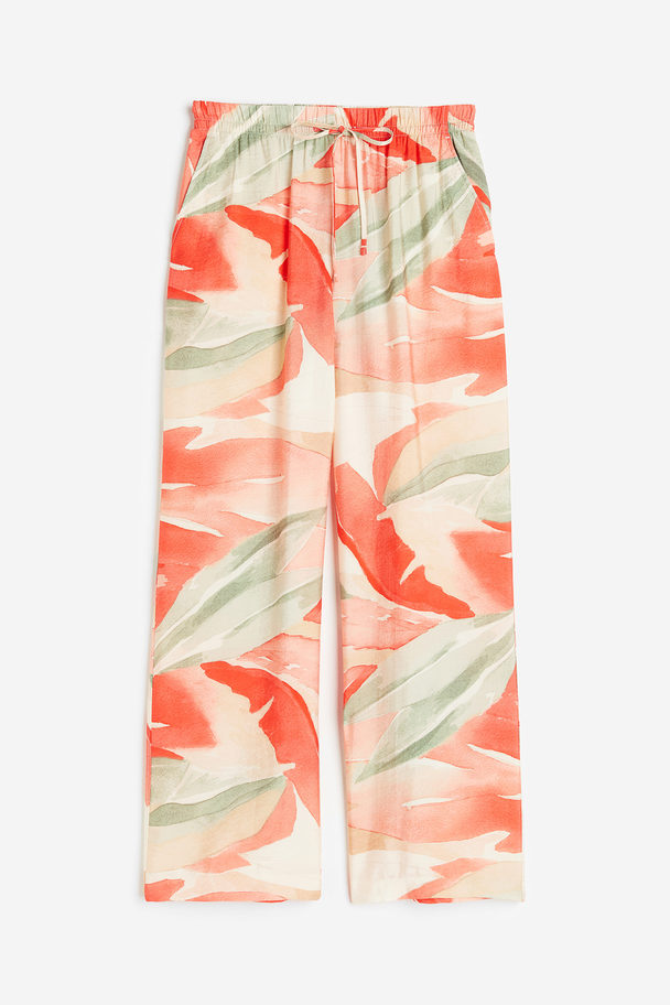 H&M Wide Trousers Coral/patterned