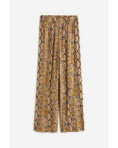 Pull-on Jersey Trousers Brown/snakeskin-patterned