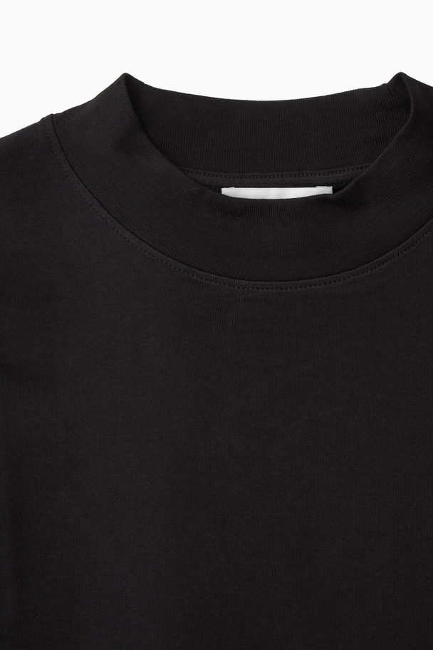 COS Long-sleeved Mock-neck T-shirt Black