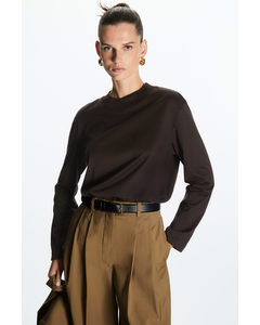 Long-sleeved Mock-neck T-shirt Dark Brown