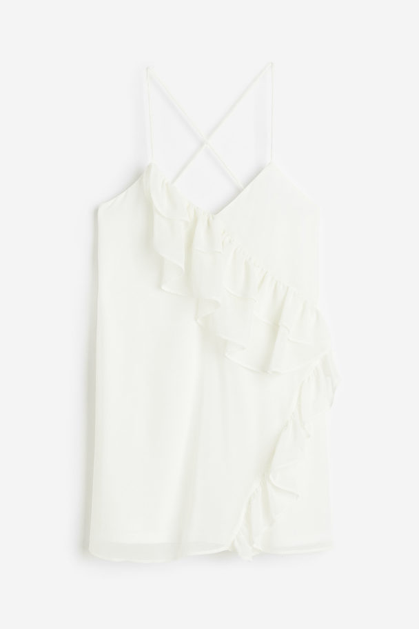 H&M Mini-jurk Met Volants Roomwit