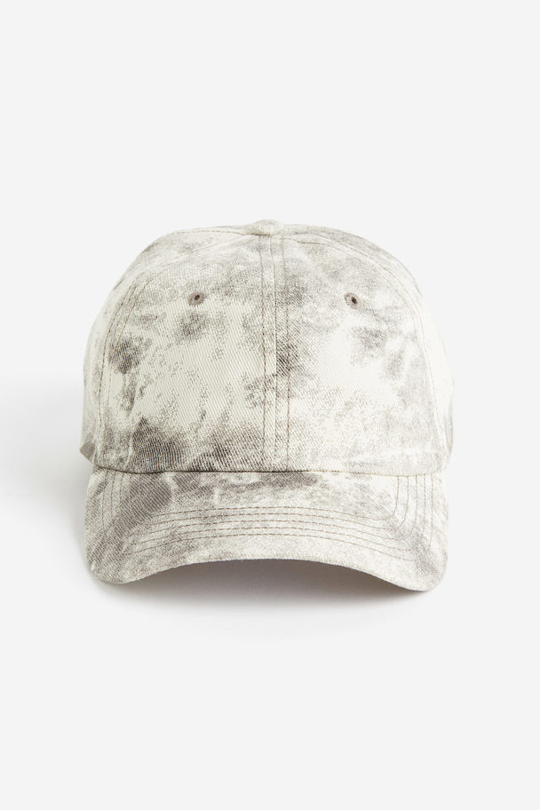 H&M Cap aus Baumwolltwill Cremefarben/Batikmuster