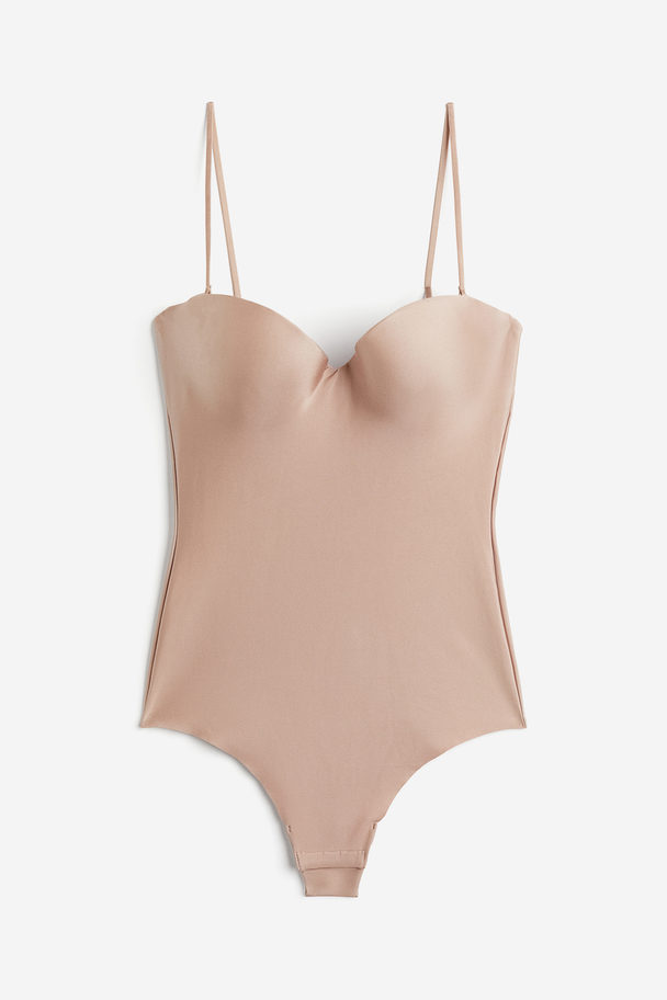 H&M Padded-cup Microfibre Body Beige