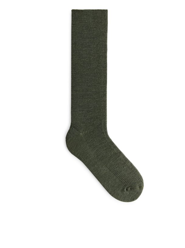 ARKET Wool Socks Dark Khaki Green