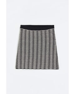Textured-knit Skirt Black/white