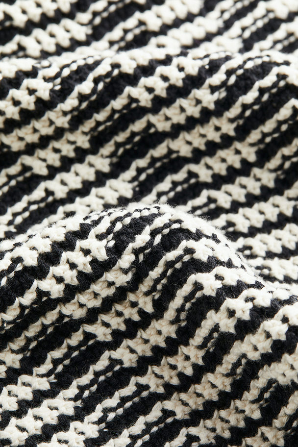 H&M Textured-knit Skirt Black/white