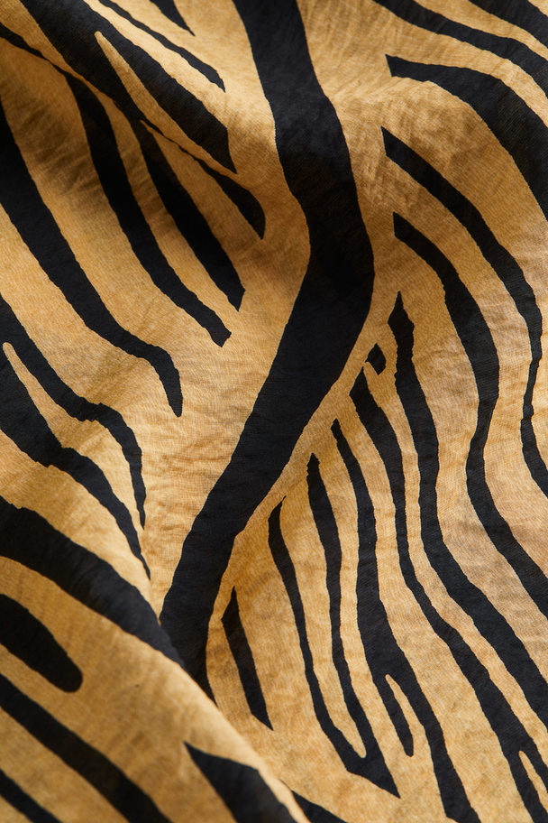 H&M Draped Halterneck Dress Beige/tiger Striped