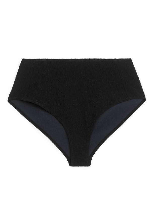ARKET High Waist Textured Bikini Bottom Black