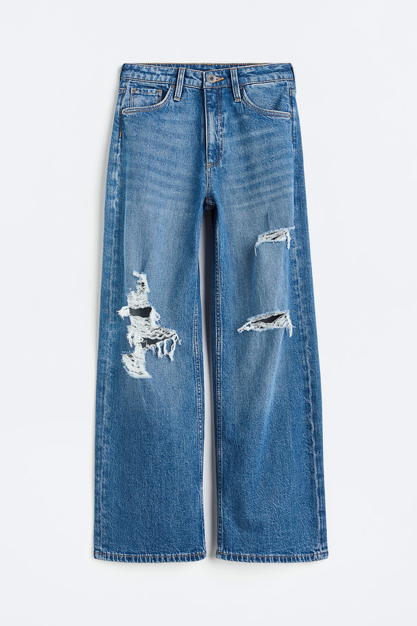 H&M Wide High Jeans Denimblå