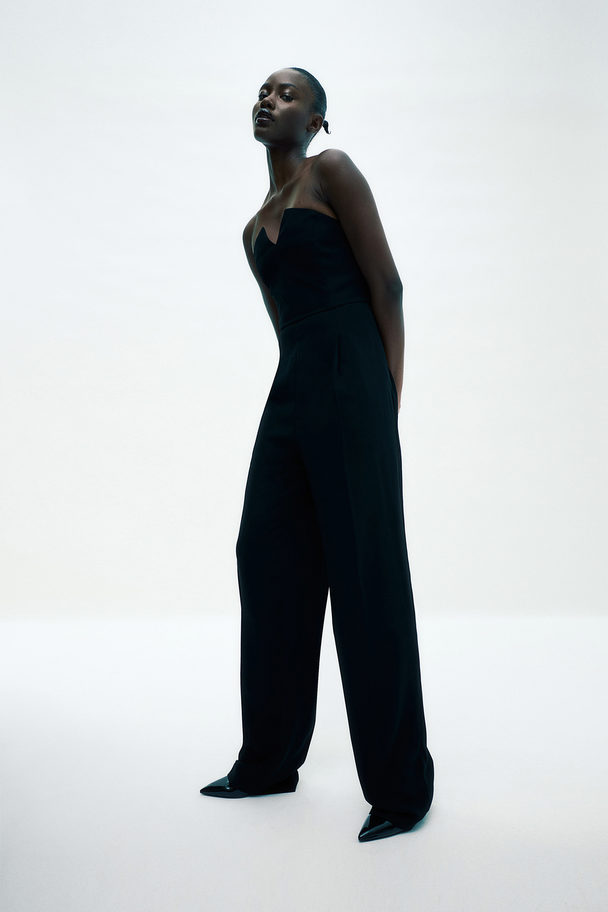 H&M Jumpsuit Met Strikceintuur Zwart