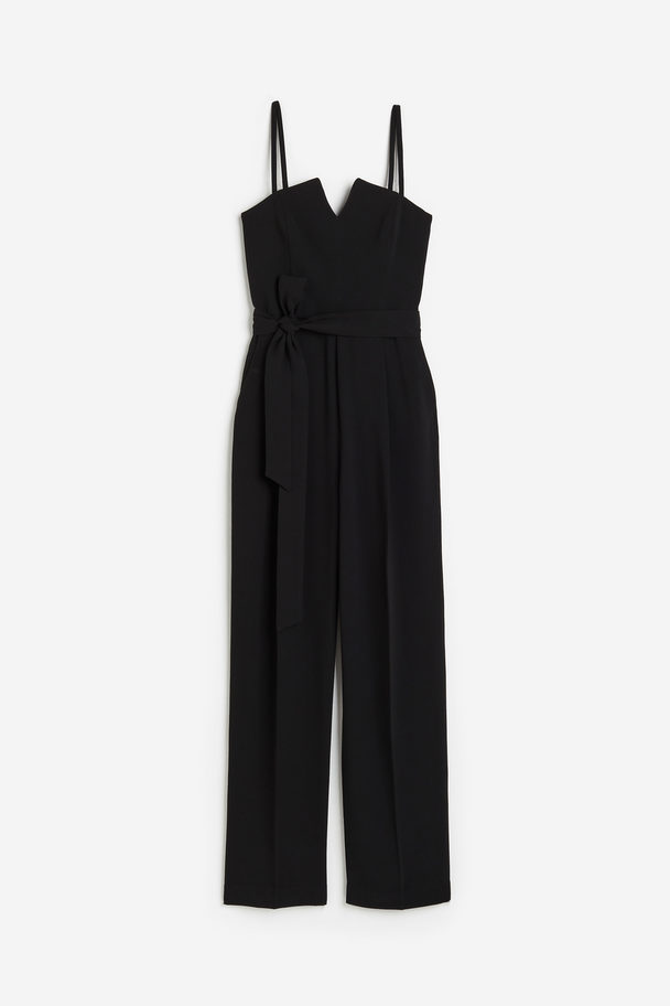 H&M Jumpsuit Met Strikceintuur Zwart