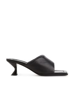 Mid-height Leather Mules Black