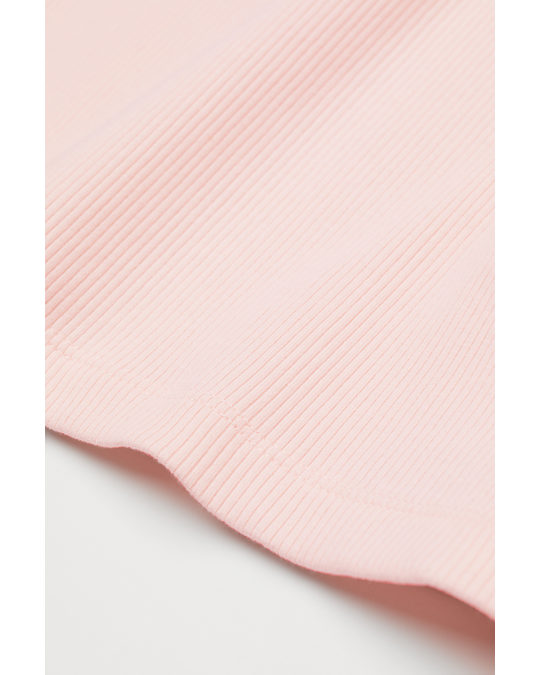 H&M Ribbed Cropped Top Light Pink