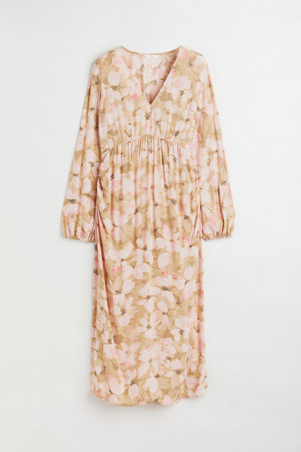 H&M Mama V-neck Dress Beige/floral