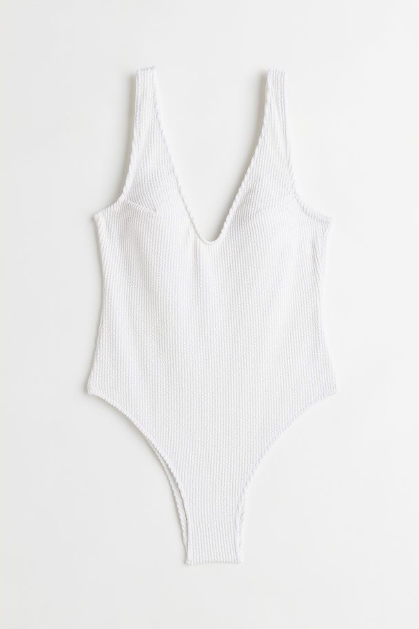 H&M High-leg Swimsuit White
