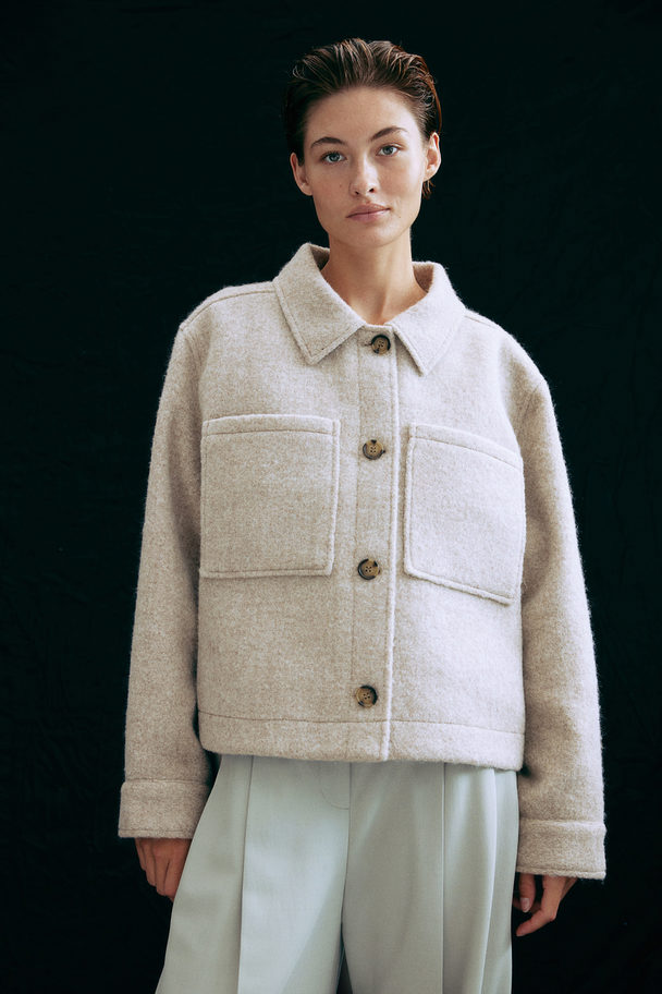 H&M Wool-blend Jacket Beige Marl