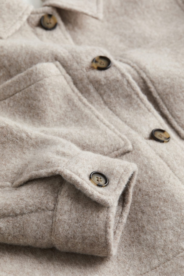 H&M Wool-blend Jacket Beige Marl