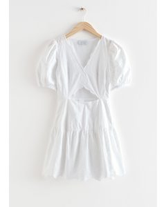 Scalloped Cut-out Mini Dress White