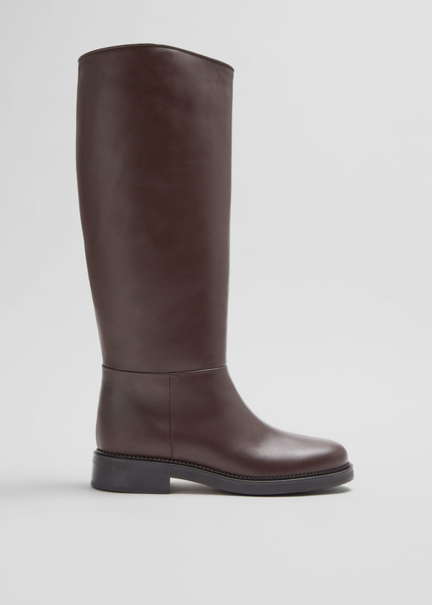 & Other Stories Leather Riding Boots Brown