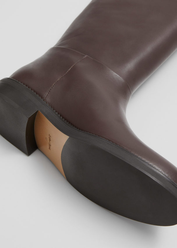 & Other Stories Leather Riding Boots Brown