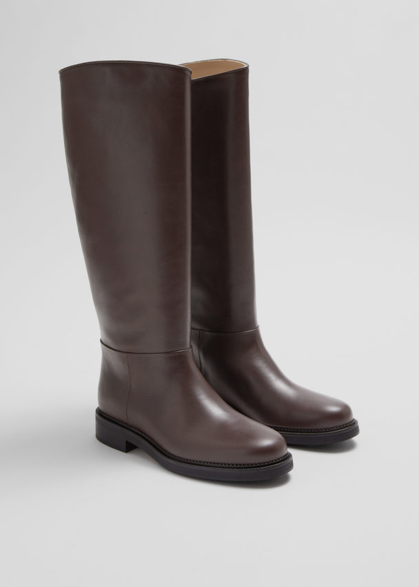 & Other Stories Leather Riding Boots Brown