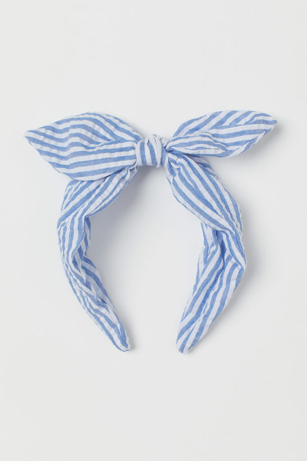 H&M Bow-top Alice Band Light Blue/striped