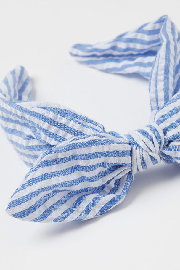 H&M Bow-top Alice Band Light Blue/striped